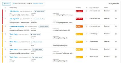 Seeker dashboard vulnerability list