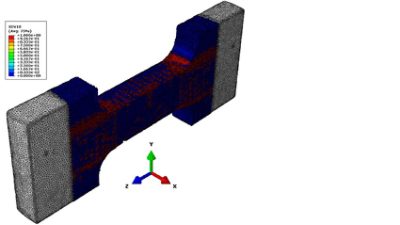 Tensile failure simulation of a woven textile composite coupon